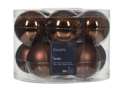 PALLINE DI NATALE IN VETRO CAFFE' LUCIDE/OPACHE 6CM 10PZ