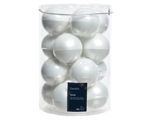 PALLINE DI NATALE IN VETRO BIANCO LUCIDE/OPACHE 8CM 16PZ