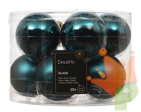 PALLINE DI NATALE IN VETRO SMERALDO LUCIDE/OPACHE 6CM 10PZ