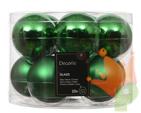 PALLINE DI NATALE IN VETRO VERDE LUCIDE/OPACHE 6CM 10PZ