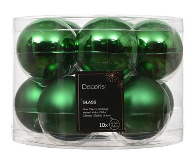 PALLINE DI NATALE IN VETRO VERDE LUCIDE/OPACHE 6CM 10PZ