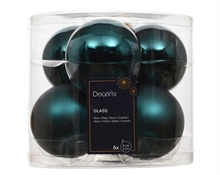 PALLINE DI NATALE IN VETRO SMERALDO LUCIDE/OPACHE 8CM 6PZ