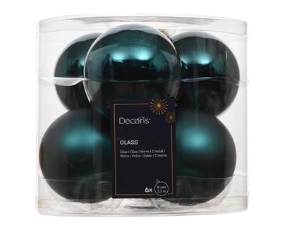 PALLINE DI NATALE IN VETRO SMERALDO LUCIDE/OPACHE 8CM 6PZ