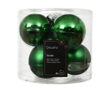 PALLINE DI NATALE IN VETRO VERDE LUCIDE/OPACHE 8CM 6PZ