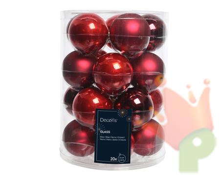 PALLINE DI NATALE IN VETRO ROSSO LUCIDE/OPACHE 6CM 20PZ