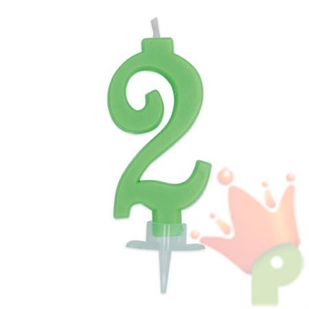CANDELINA NUMERO 2 CERA ITALIC VERDE FLUO 7CM