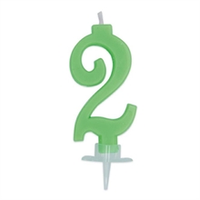 CANDELINA NUMERO 2 CERA ITALIC VERDE FLUO 7CM