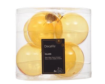 PALLINE DI NATALE IN VETRO ORO TRASPARENTE LUCIDE/OPACHE 8CM 6PZ