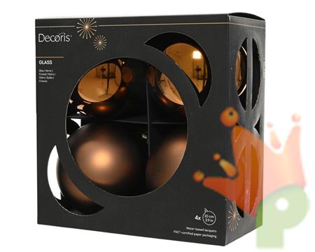 PALLINE DI NATALE IN VETRO ESPRESSO LUCIDE/OPACHE 10CM 4PZ