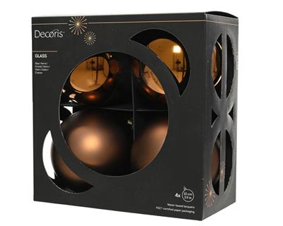 PALLINE DI NATALE IN VETRO ESPRESSO LUCIDE/OPACHE 10CM 4PZ