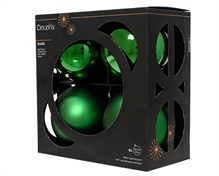 PALLINE DI NATALE IN VETRO VERDE LUCIDE/OPACHE 10CM 4PZ