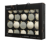 PALLINE DI NATALE IN VETRO BIANCO LANA LUCIDE/OPACHE 7CM 21PZ