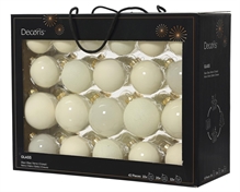 PALLINE DI NATALE IN VETRO BIANCO LANA LUCIDE/OPACHE 7CM 42PZ