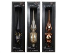 PUNTALE IN VETRO DECORO DETTAGLI ORO LUCIDO/OPACO 31CM 3ASS