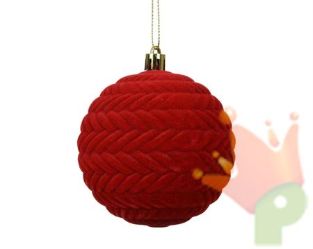 PALLINA DI NATALE IN VELLUTO ROSSO 8CM