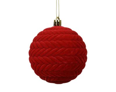 PALLINA DI NATALE IN VELLUTO ROSSO 8CM