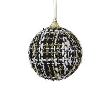 PALLINA DI NATALE DECORO TESSILE NERO E ORO 8CM