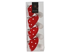 PENDENTI FUNGHI IN SPUGNA BIANCO/ROSSO 23CM 4PZ