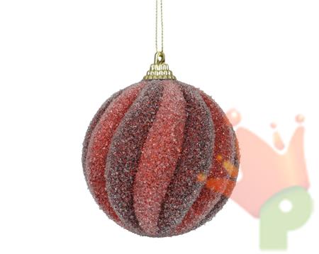 PALLINA DI NATALE A SPIRALE CON GLITTER ROSSO 8CM