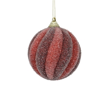 PALLINA DI NATALE A SPIRALE CON GLITTER ROSSO 8CM