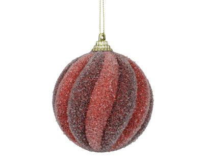 PALLINA DI NATALE A SPIRALE CON GLITTER ROSSO 8CM