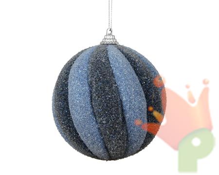 PALLINA DI NATALE A SPIRALE CON GLITTER BLU 8CM