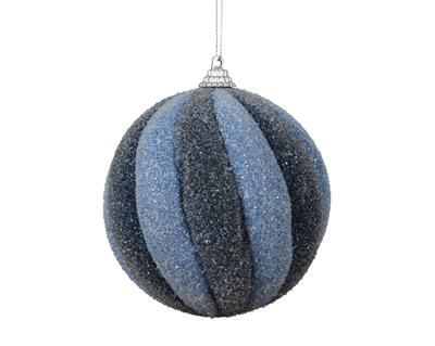 PALLINA DI NATALE A SPIRALE CON GLITTER BLU 8CM