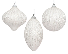 PALLINA DI NATALE GLITTERATA BIANCO 8CM 3ASS