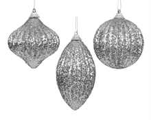 PALLINA DI NATALE GLITTERATA ARGENTO 8CM 3ASS