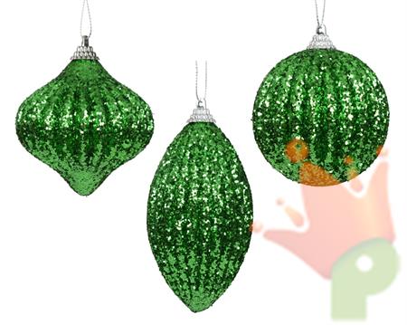PALLINA DI NATALE GLITTERATA VERDE 8CM 3ASS