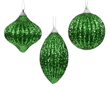 PALLINA DI NATALE GLITTERATA VERDE 8CM 3ASS