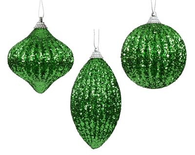 PALLINA DI NATALE GLITTERATA VERDE 8CM 3ASS