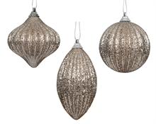 PALLINA DI NATALE GLITTERATA PERLA 8CM 3ASS