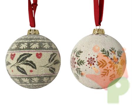 PALLINA DI NATALE CON MOTIVI INVERNALI 8CM 2ASS