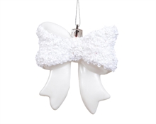 PENDENTE FIOCCO CON PERLINE BIANCO 9,8CM