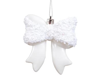 PENDENTE FIOCCO CON PERLINE BIANCO 9,8CM