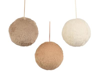 PALLINA DI NATALE IN LANA PELUCHE 12CM 3ASS