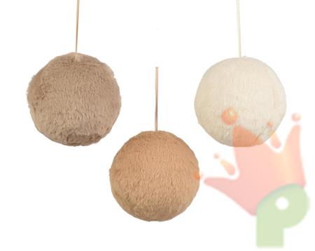 PALLINA DI NATALE IN LANA PELUCHE 8CM 3ASS