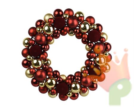 GHIRLANDA FUORIPORTA DI PALLINE BORDEAUX/ORO 43,5CM