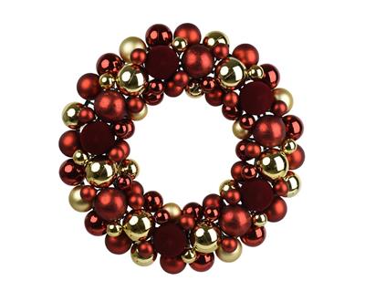GHIRLANDA FUORIPORTA DI PALLINE BORDEAUX/ORO 43,5CM