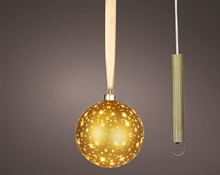 SFERA LUMINOSA IN VETRO ORO CON STELLE LED BIANCO CALDO 14CM