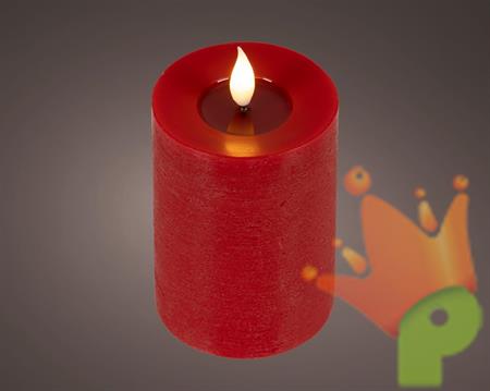 CANDELA ROSSO CON EFFETTO FIAMMA LED BIANCO CALDO 13,5CM