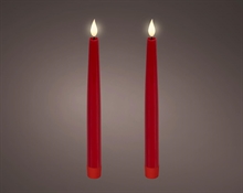 CANDELE ROSSO CON EFFETTO FIAMMA LED BIANCO CALDO 24,5CM 2PZ