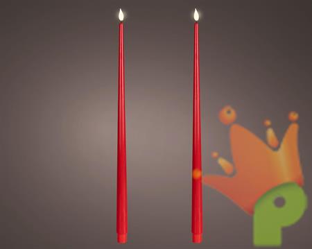 CANDELE ROSSO CON EFFETTO FIAMMA LED BIANCO CALDO 42,5CM 2PZ