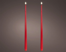 CANDELE ROSSO CON EFFETTO FIAMMA LED BIANCO CALDO 42,5CM 2PZ