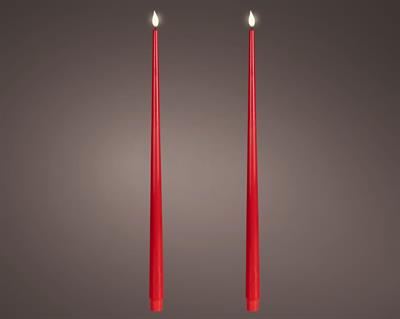 CANDELE ROSSO CON EFFETTO FIAMMA LED BIANCO CALDO 42,5CM 2PZ