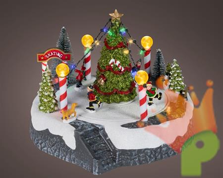 VILLAGGIO DI NATALE CON PISTA DI PATTINAGGIO 22X22X18,5CM