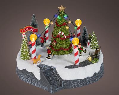 VILLAGGIO DI NATALE CON PISTA DI PATTINAGGIO 22X22X18,5CM