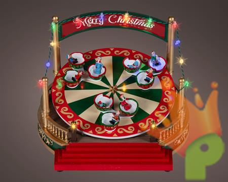 VILLAGGIO DI NATALE GIOSTRA GIREVOLE CON LED 26X26X19,5CM