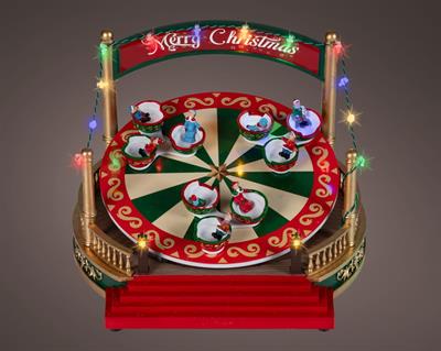 VILLAGGIO DI NATALE GIOSTRA GIREVOLE CON LED 26X26X19,5CM